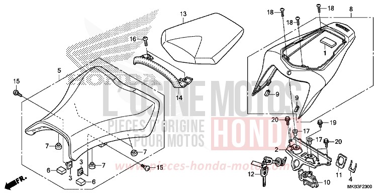 SITZ (CBR1000RR/RA) von CBR1000RR „Fireblade“ ROSS WHITE (NH196) von 2015